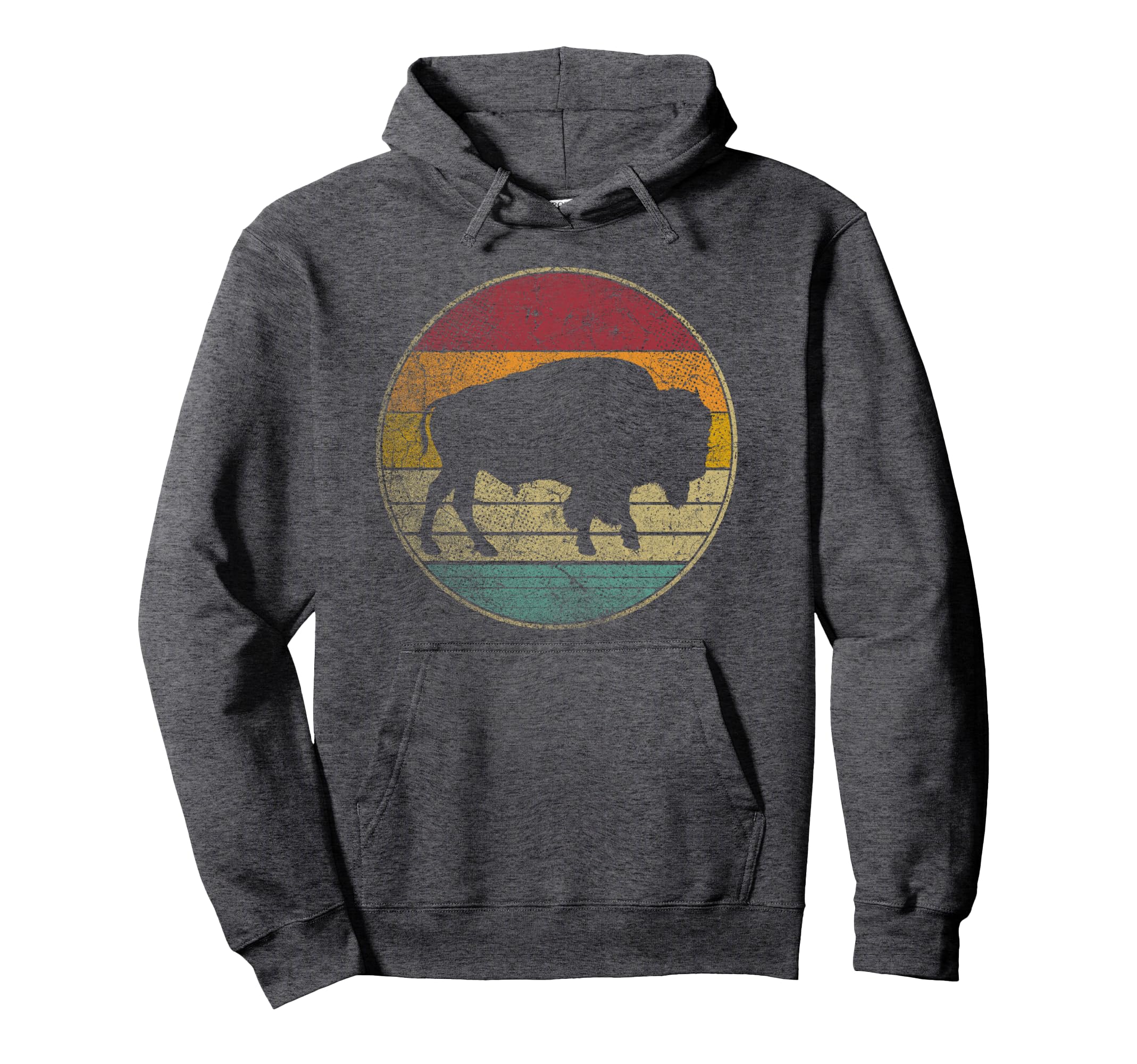 Buffalo Distressed Bison Animal Hoodie - Casual Everyday Wear for Adults - T-Shirt, Sweatshirt, Hoodie