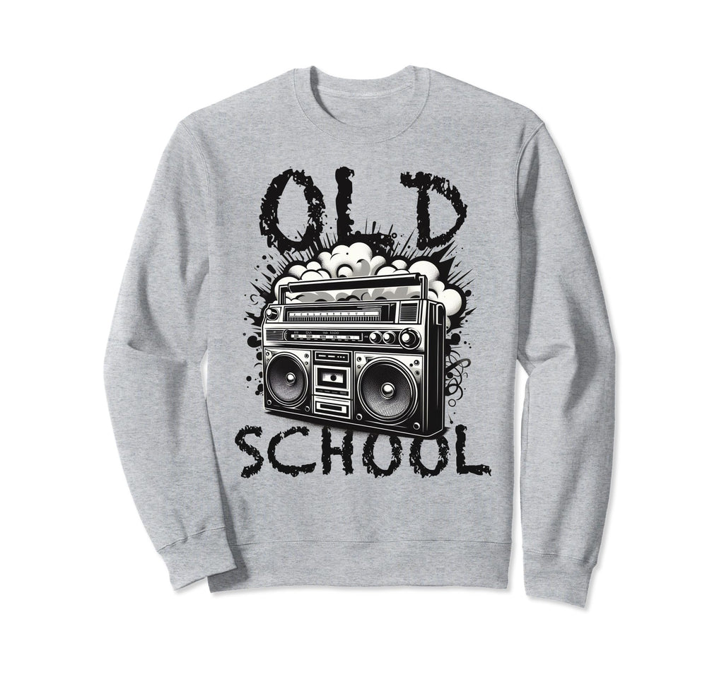 Old School Boombox Black White Hip Hop Sweatshirt - Novelty Apparel Unisex - T-Shirt, Sweatshirt, Hoodie