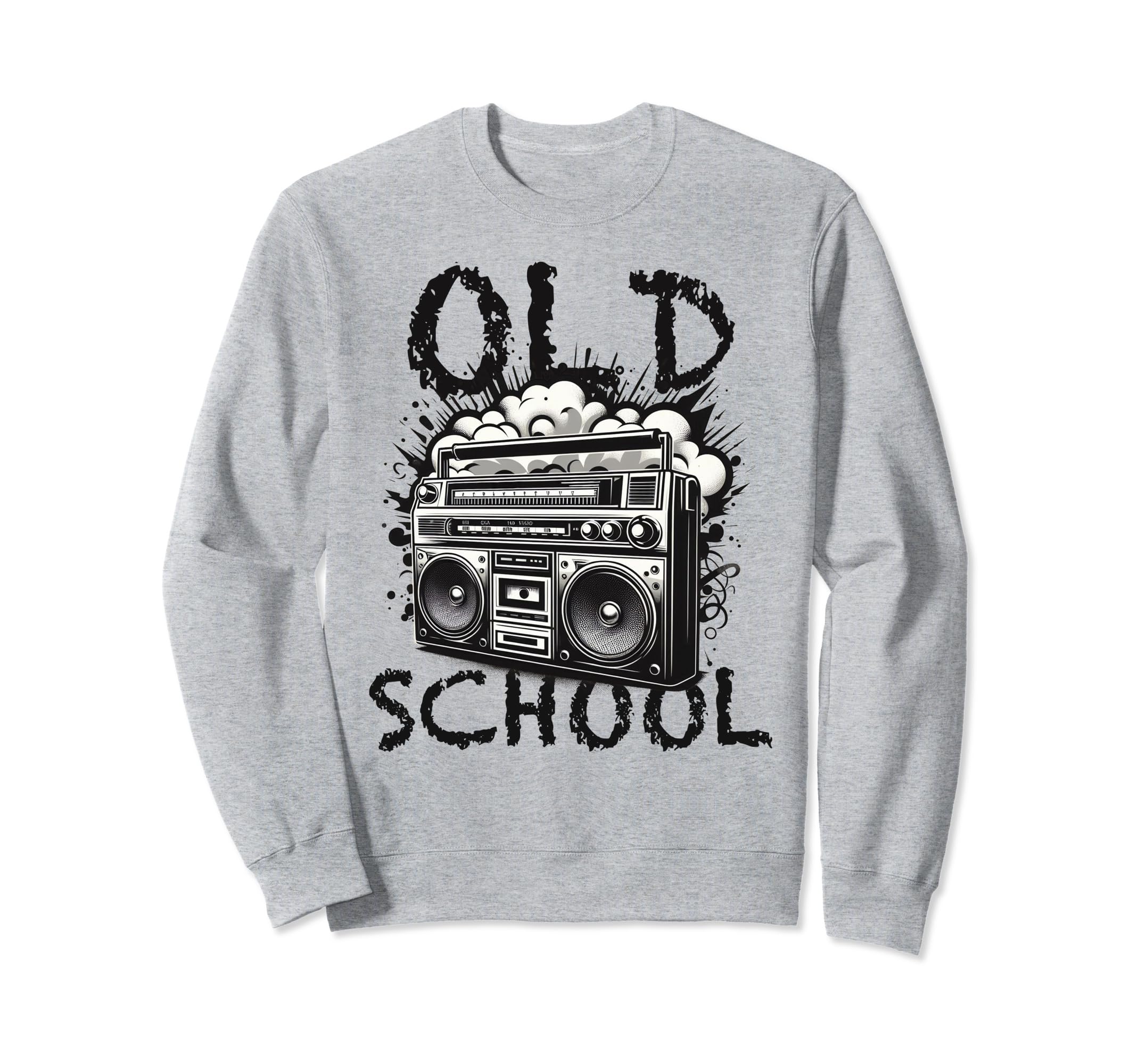 Old School Boombox Black White Hip Hop Sweatshirt - Novelty Apparel Unisex - T-Shirt, Sweatshirt, Hoodie