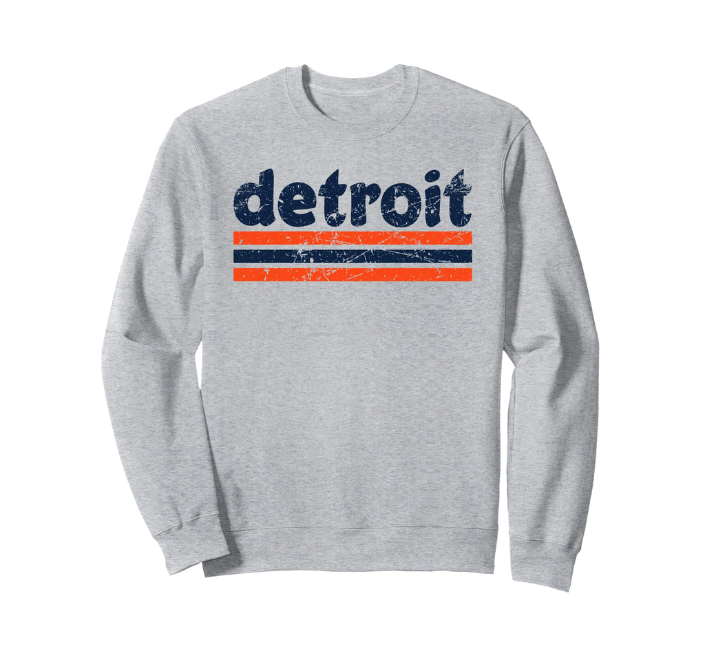 Detroit Michigan Three Stripe Sweatshirt - Casual Everyday Wear for Adults - T-Shirt, Sweatshirt, Hoodie