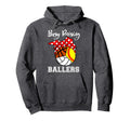 Busy Raising Ballers Softball Volleyball Hoodie - Trendy Graphic Men Women - T-Shirt, Sweatshirt, Hoodie