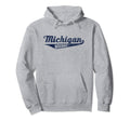 Michigan Baseball Script Distressed Hoodie - Custom Art Print Unisex - T-Shirt, Sweatshirt, Hoodie