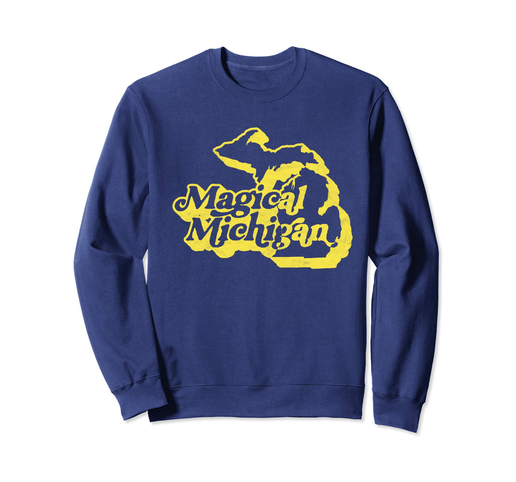 Magical Michigan Minimalist Distressed Sweatshirt - Novelty Apparel Unisex - T-Shirt, Sweatshirt, Hoodie