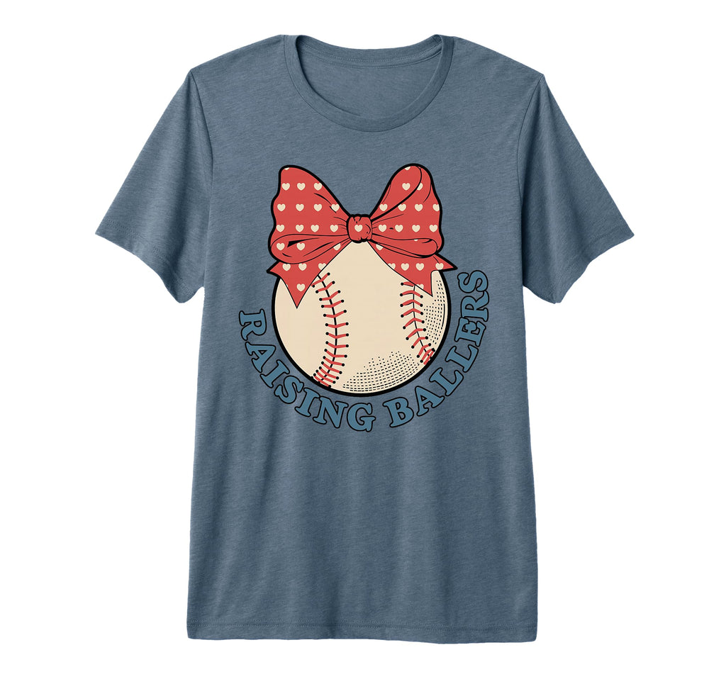 Baseball Mama Raising Ballers Tri Blend T-Shirt - Novelty Apparel Unisex - T-Shirt, Sweatshirt, Hoodie