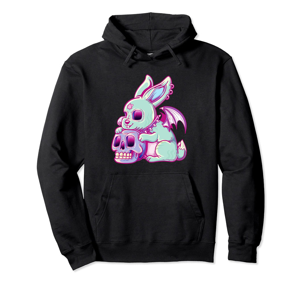 Kawaii Pastel Goth Creepy Rabbit Skull Hoodie - Streetwear Style for Adults - T-Shirt, Sweatshirt, Hoodie