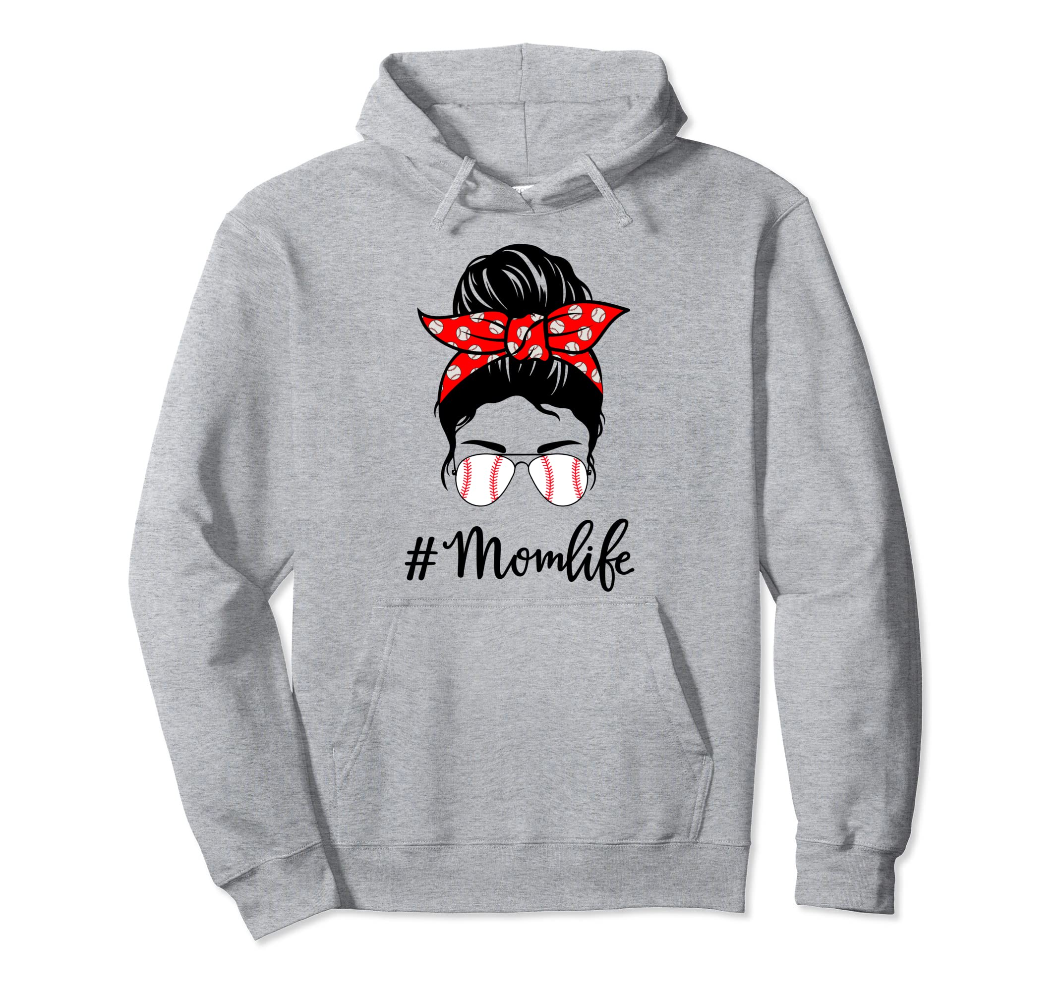 Mom Life Baseball Softball Mothers Hoodie - Fun Novelty Design Men Women - T-Shirt, Sweatshirt, Hoodie