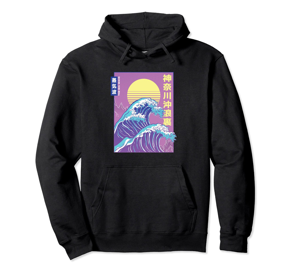 Big Wave Japanese Vaporwave Aesthetic Hoodie - Minimalist Print Unisex - T-Shirt, Sweatshirt, Hoodie