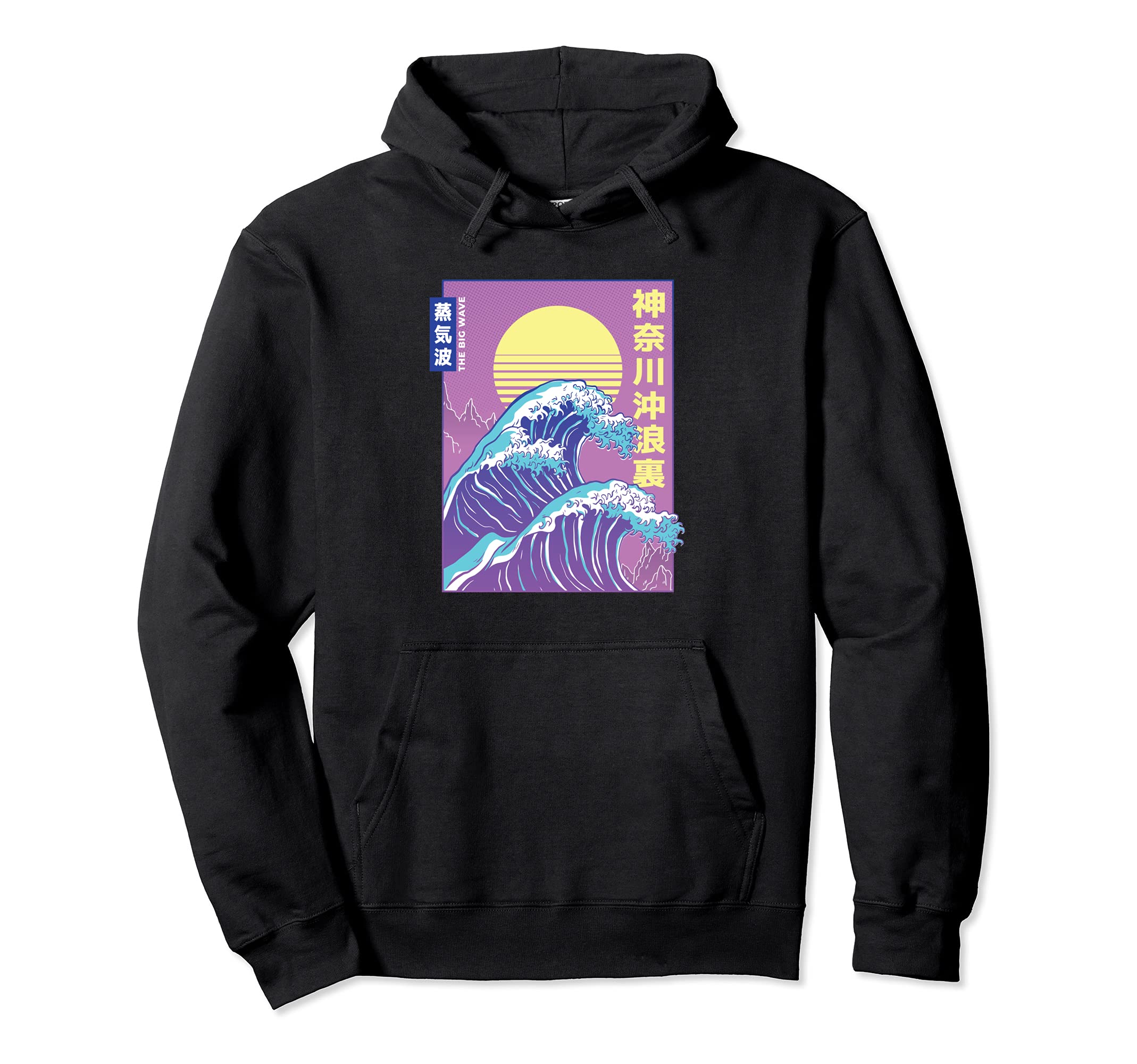 Big Wave Japanese Vaporwave Aesthetic Hoodie - Minimalist Print Unisex - T-Shirt, Sweatshirt, Hoodie
