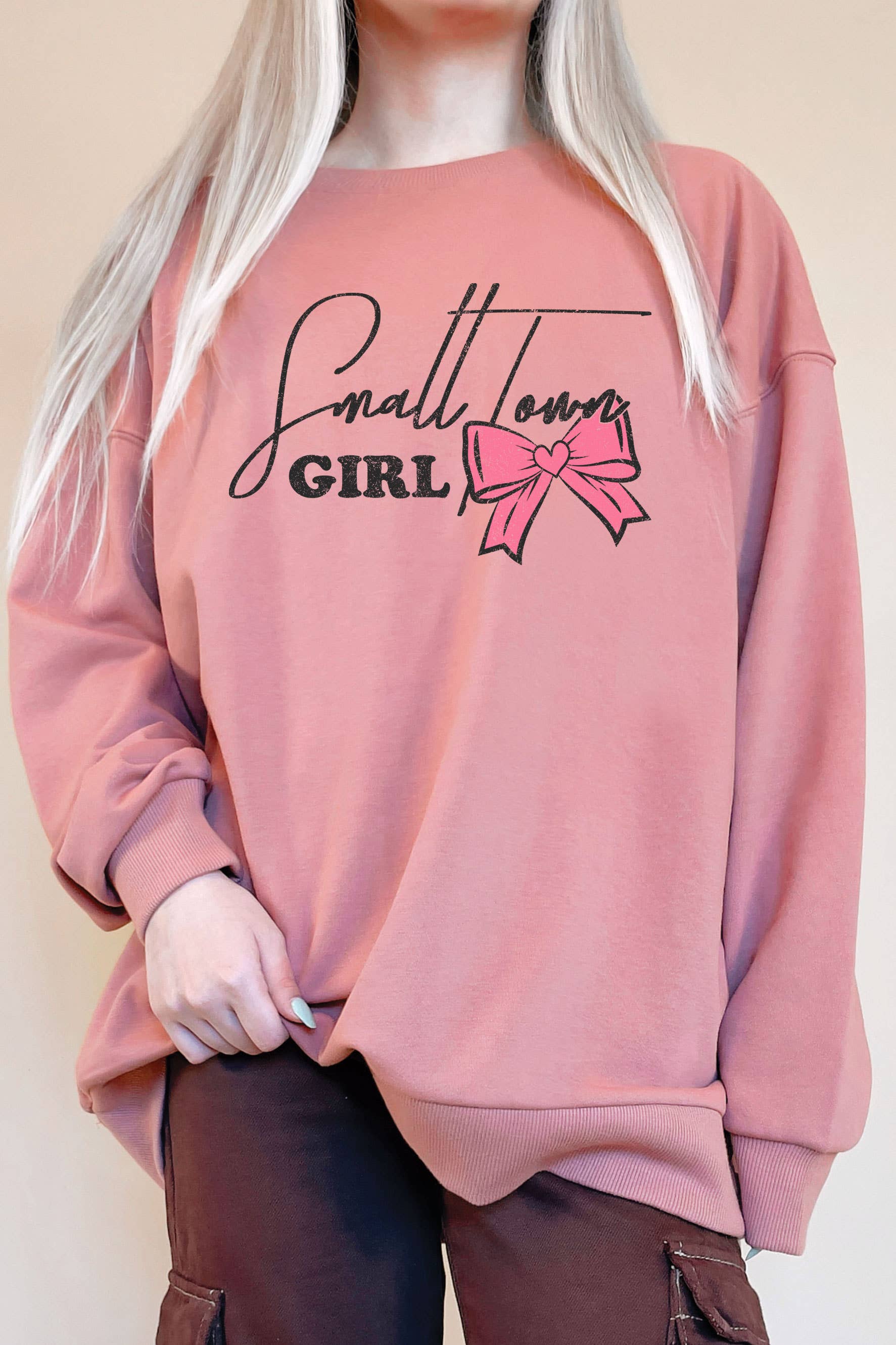 Small Town Girl Ribbon Oversize Graphic Terry - Adult & Kids T-Shirts, Sweatshirts & Hoodies apparel design preview 1