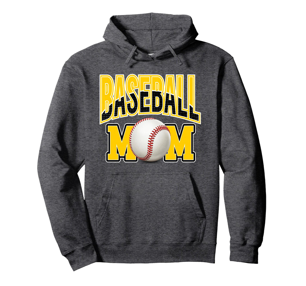 Baseball Mom Sports Mom Yellow Black White Hoodie - Custom Art Print Unisex - T-Shirt, Sweatshirt, Hoodie