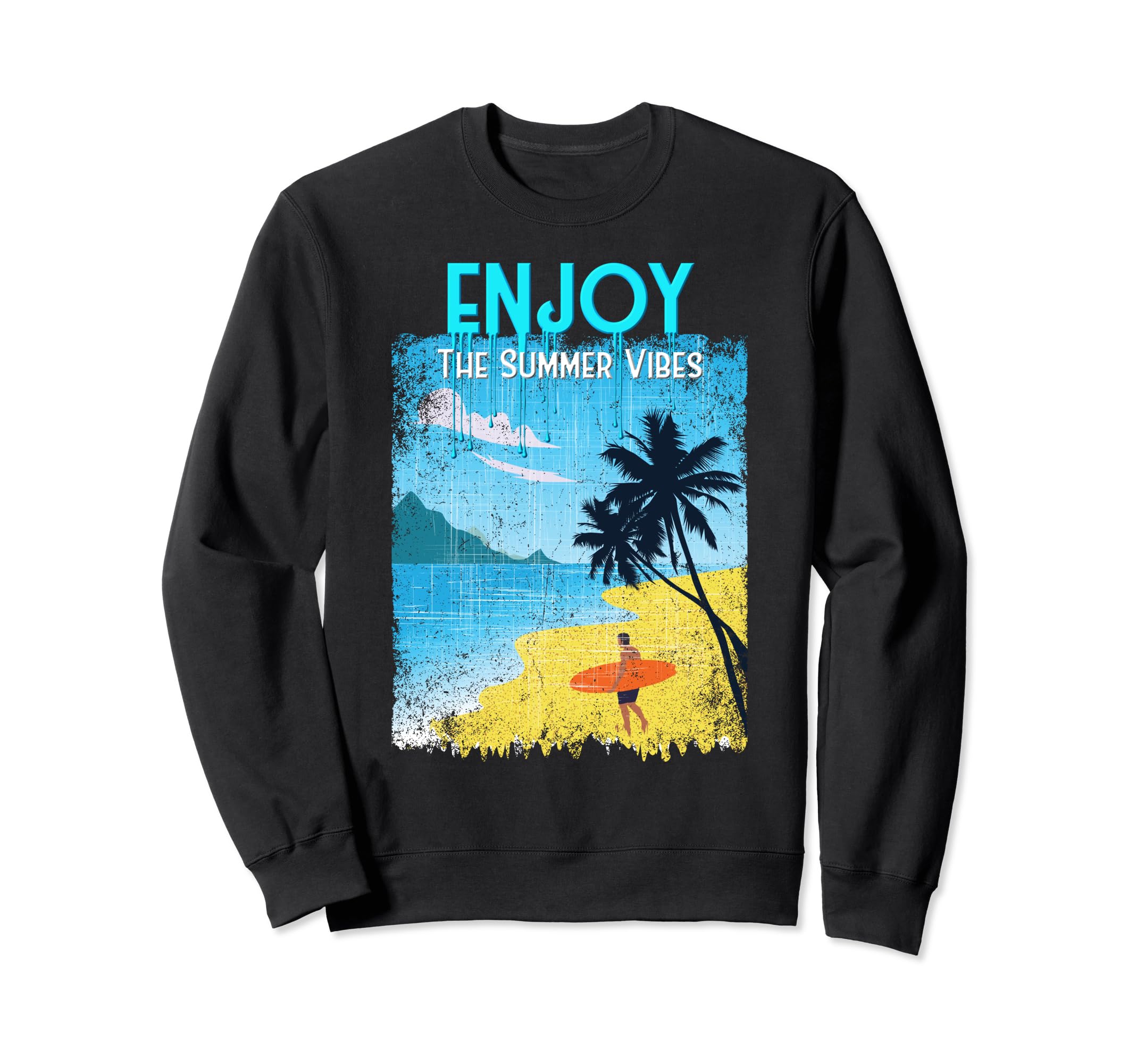 Summer Surfing Vibes Boho Beach Sweatshirt - Graphic Print for Adults - T-Shirt, Sweatshirt, Hoodie