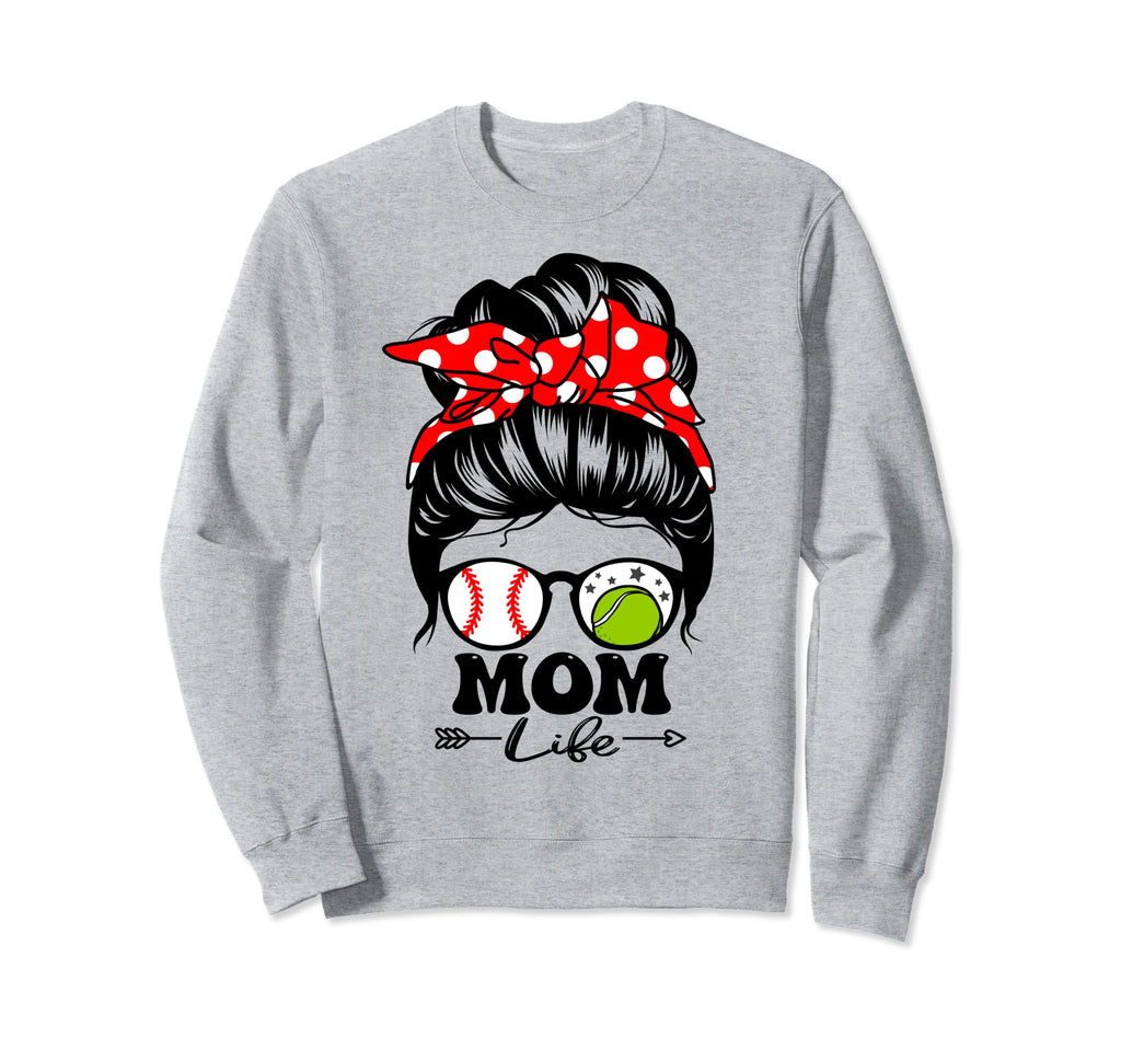 Mom Life Messy Bun Hair Funny Sweatshirt - Minimalist Print Unisex - T-Shirt, Sweatshirt, Hoodie