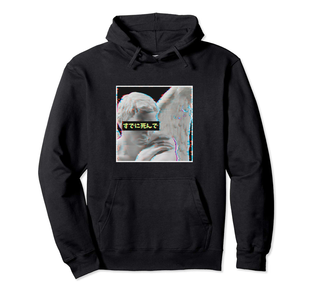 Vaporwave Aesthetic Angel Statue Gift Hoodie - Fun Novelty Design Men Women - T-Shirt, Sweatshirt, Hoodie