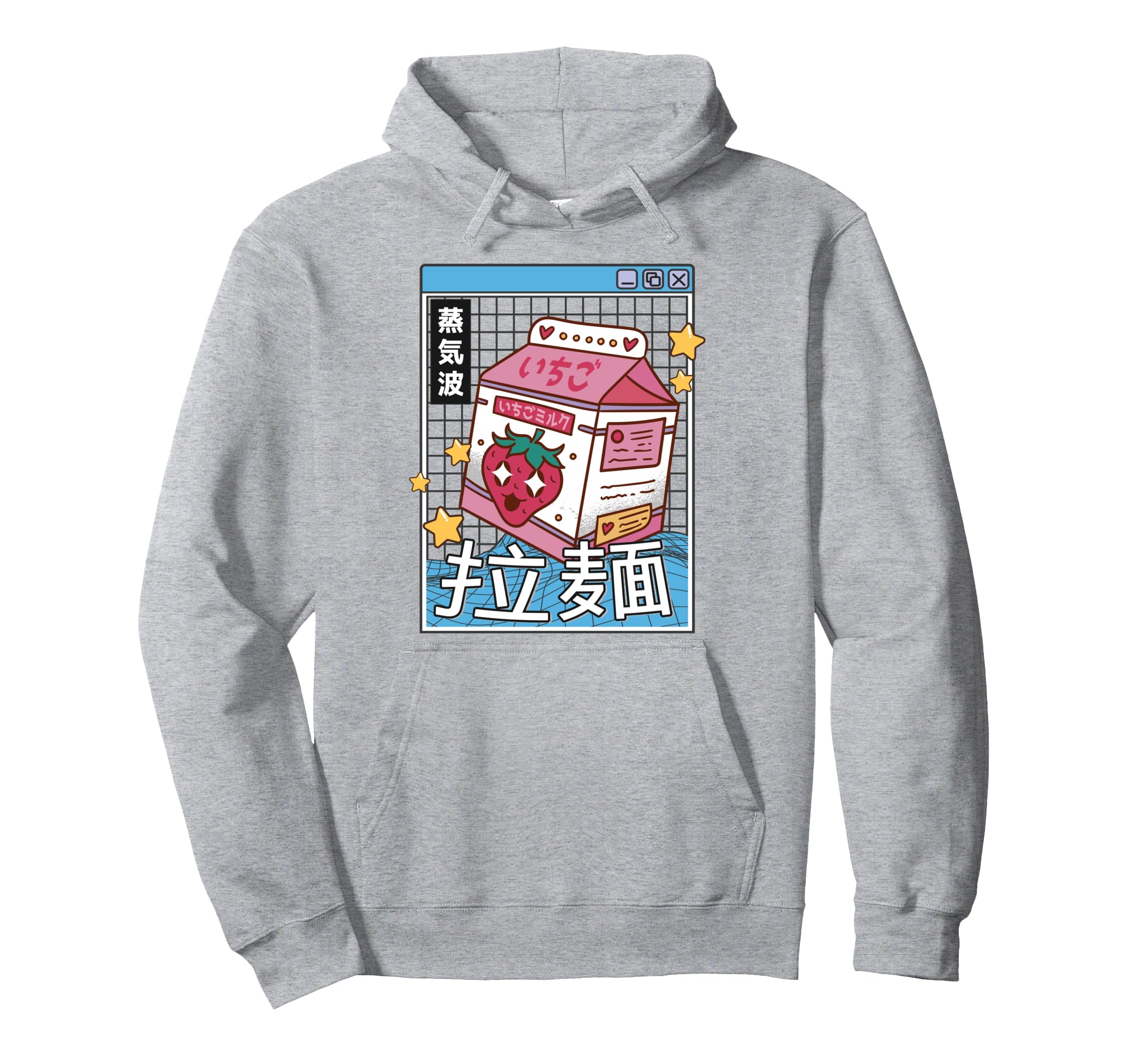 Strawberry Milk Carton Kawaii Grid Hoodie - Unique Graphic Unisex - T-Shirt, Sweatshirt, Hoodie