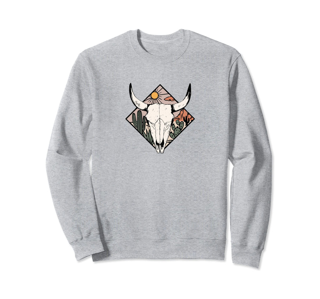 Boho Cow Head Sweatshirt - Fun Novelty Design Men Women - T-Shirt, Sweatshirt, Hoodie