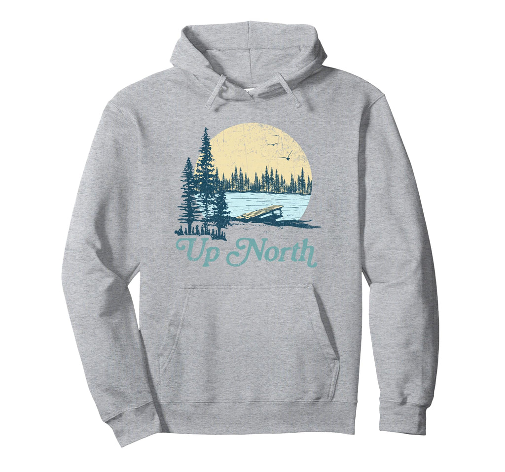 Up North Lake Sunset Pine Tree Hoodie - Fun Novelty Design for Adults - T-Shirt, Sweatshirt, Hoodie