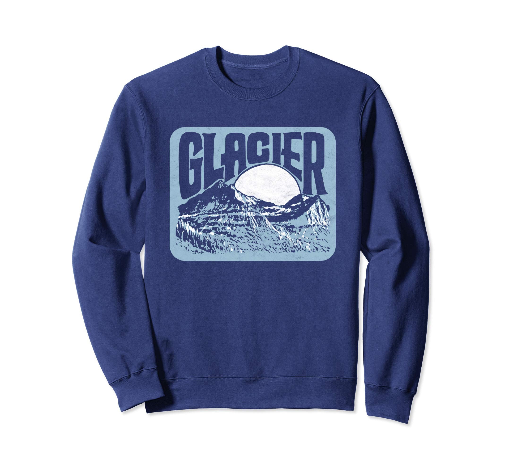 Glacier National Park Distressed 80S Sweatshirt - Fun Novelty Design Unisex - T-Shirt, Sweatshirt, Hoodie