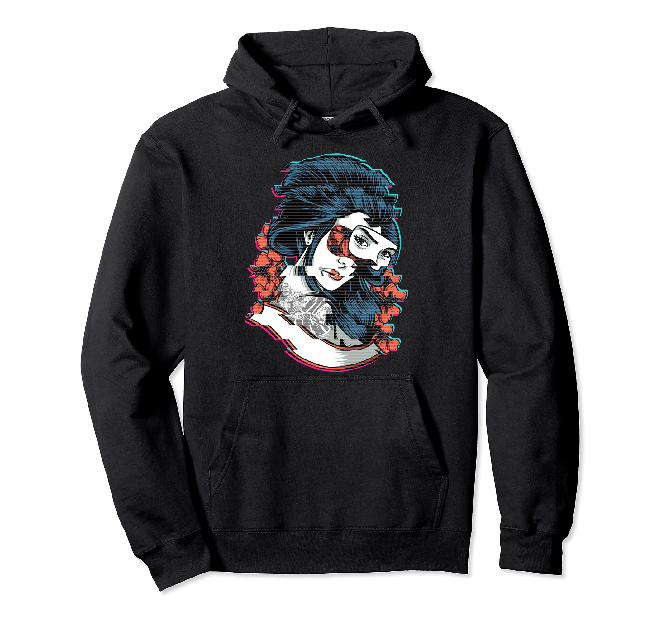 Geisha Soft Grunge Cherry Blossom Hoodie - Minimalist Print Men Women - T-Shirt, Sweatshirt, Hoodie