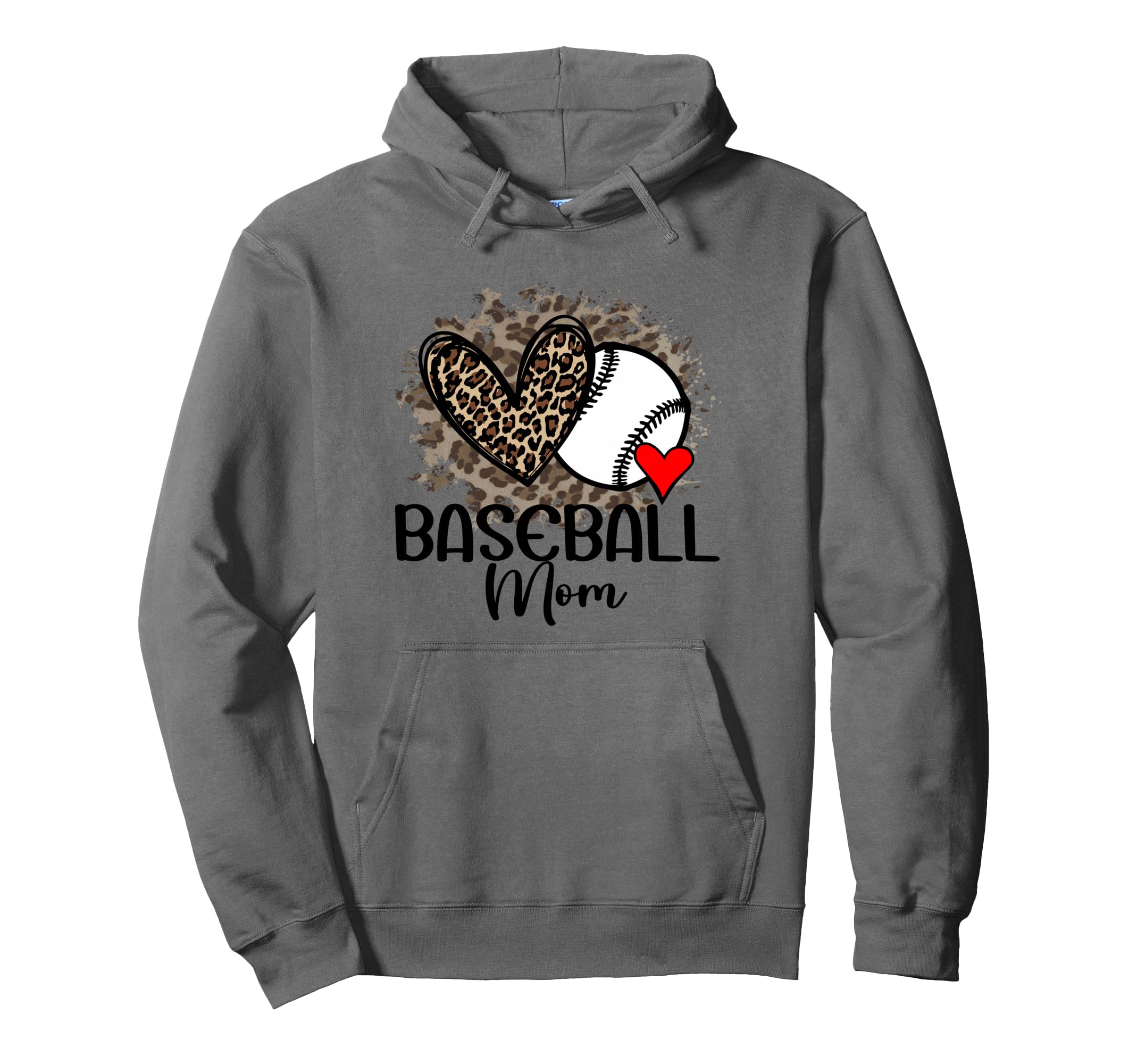 Baseball Mom Funny Leopard Heart Proud Hoodie - Graphic Print Unisex - T-Shirt, Sweatshirt, Hoodie