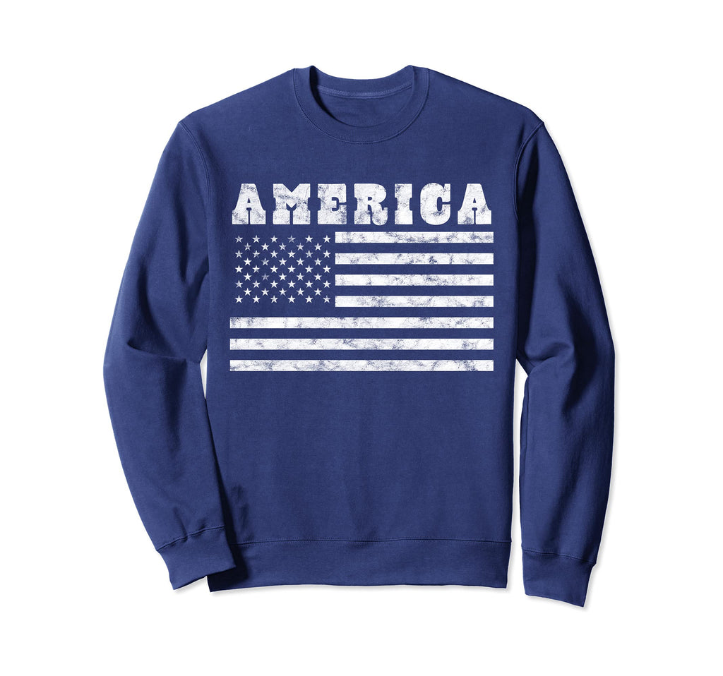 American Flag Distressed 4Th July Sweatshirt - Minimalist Print for Adults - T-Shirt, Sweatshirt, Hoodie