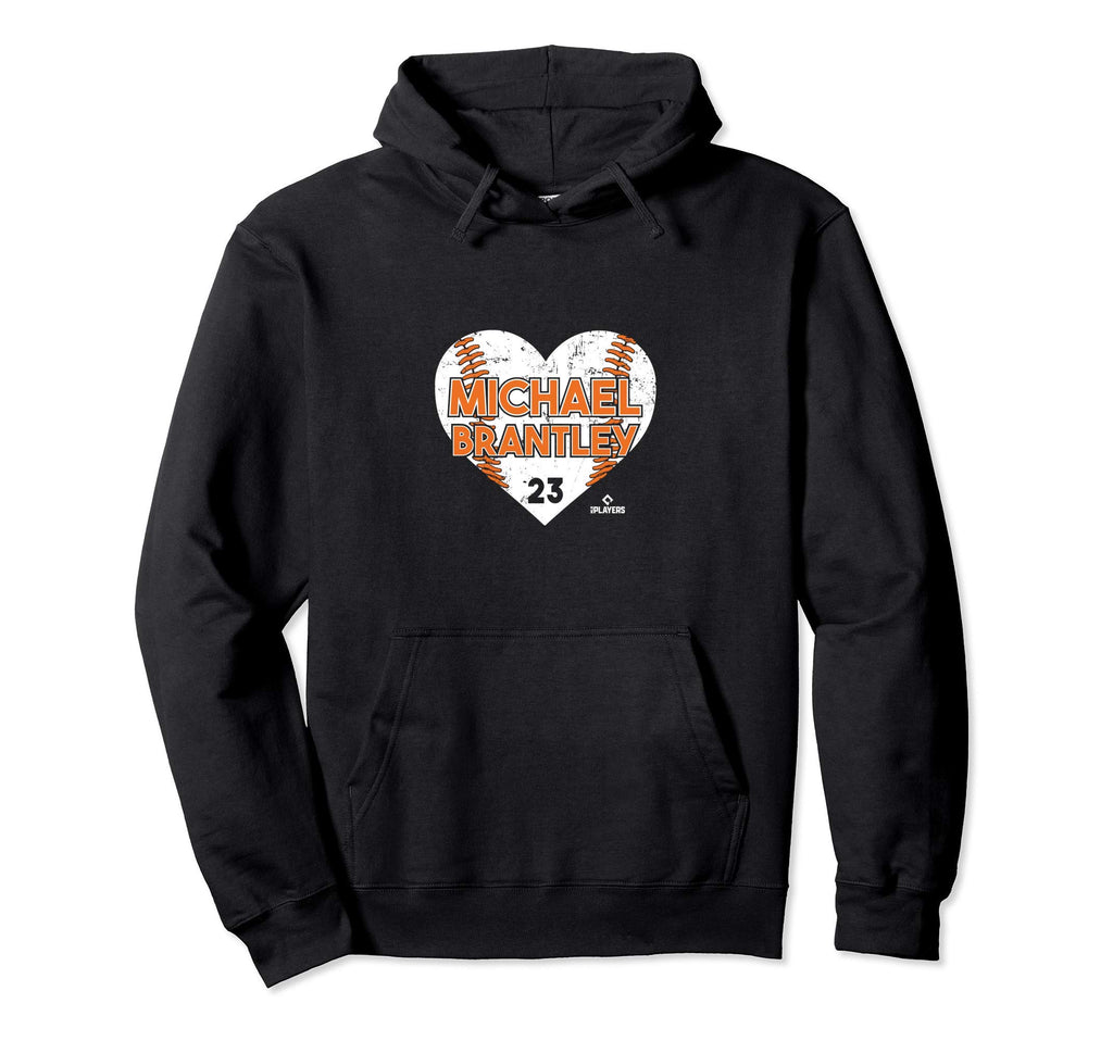 Michael Brantley Heart Baseball Hoodie - Minimalist Print for Adults - T-Shirt, Sweatshirt, Hoodie