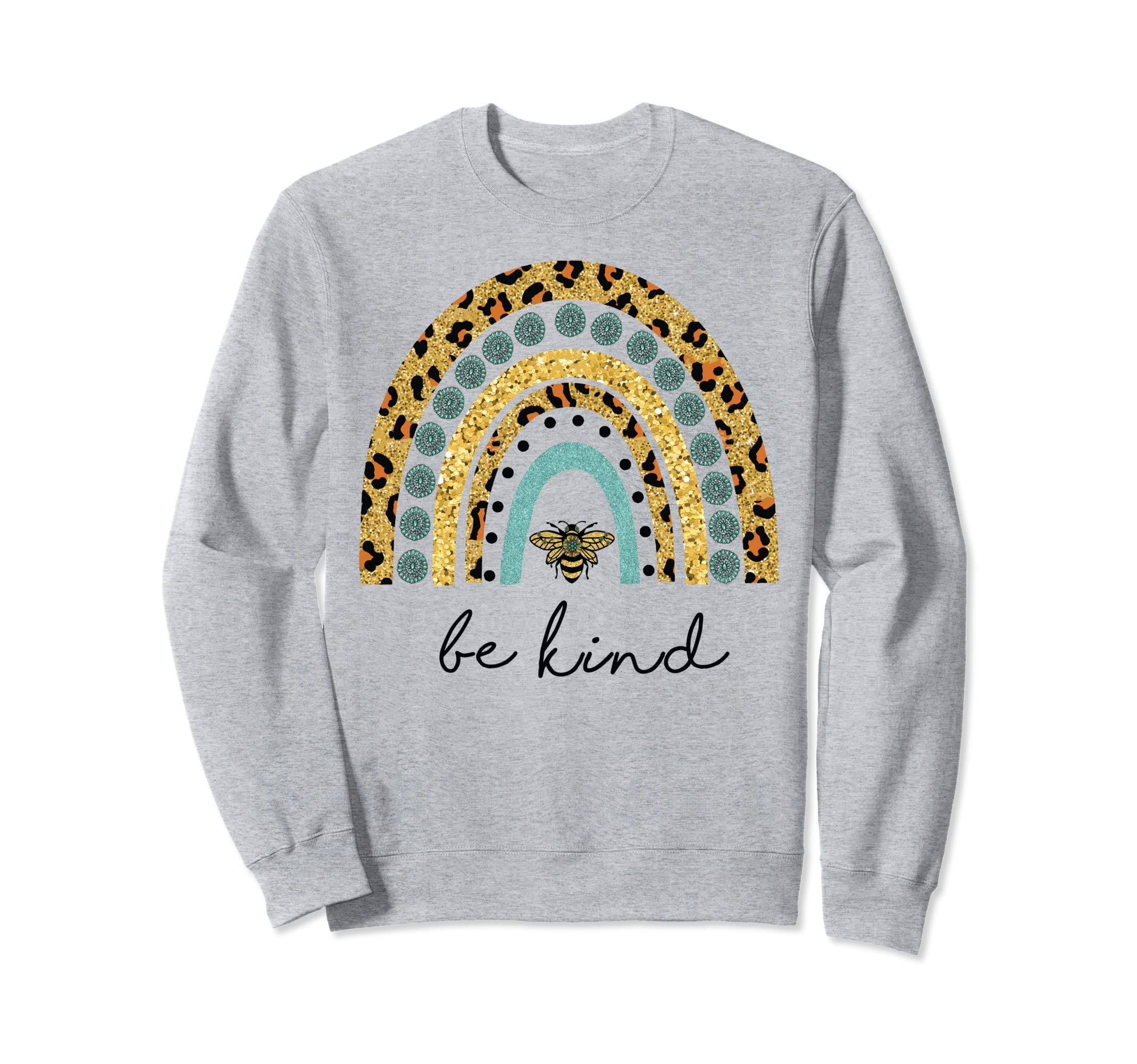 Be Kind Boho Rainbow Bee Kind Sweatshirt - Novelty Apparel for Adults - T-Shirt, Sweatshirt, Hoodie