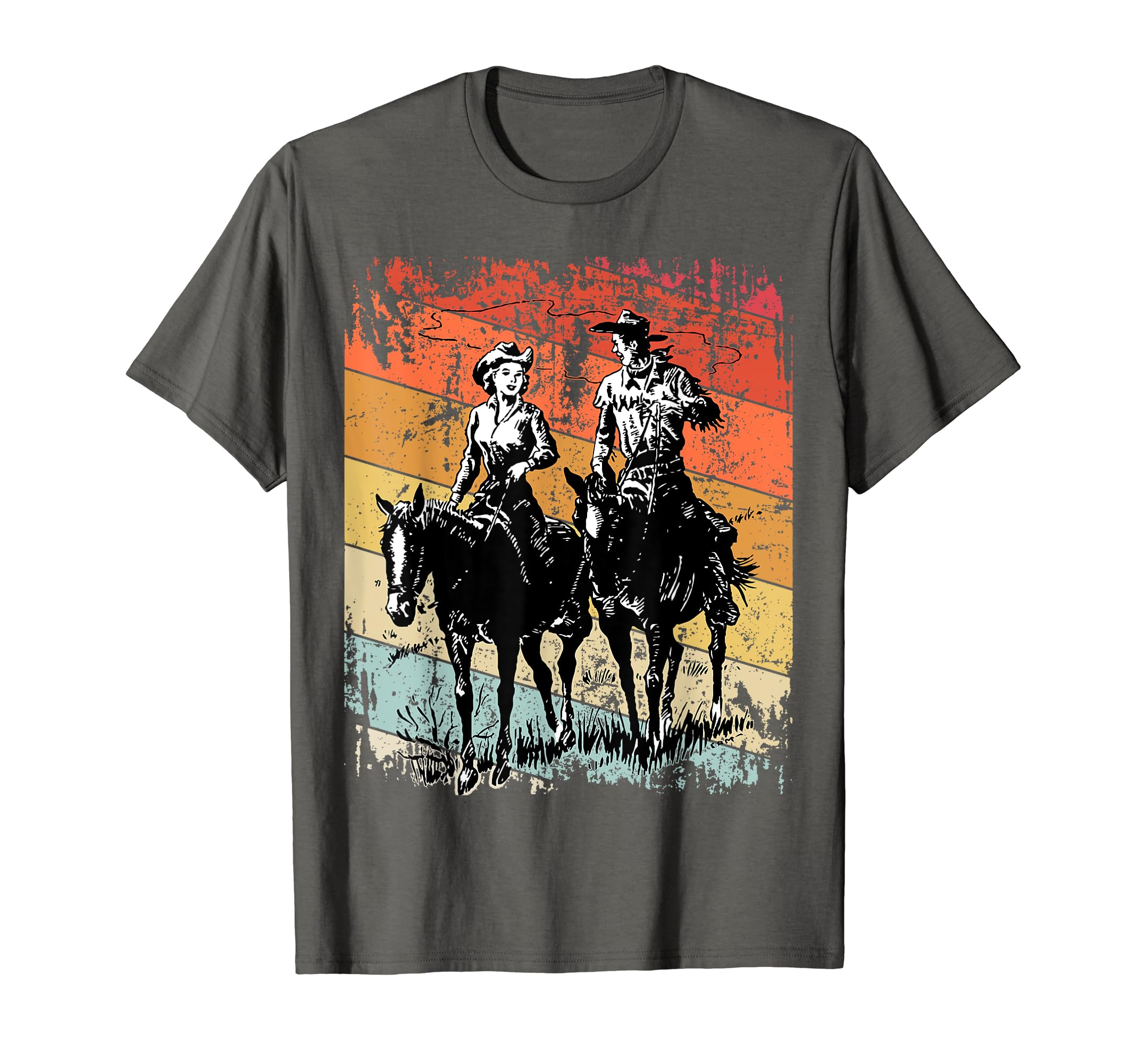 Cowboy And Cowgirl Riding Horses T-Shirt - Novelty Apparel Men Women - T-Shirt, Sweatshirt, Hoodie