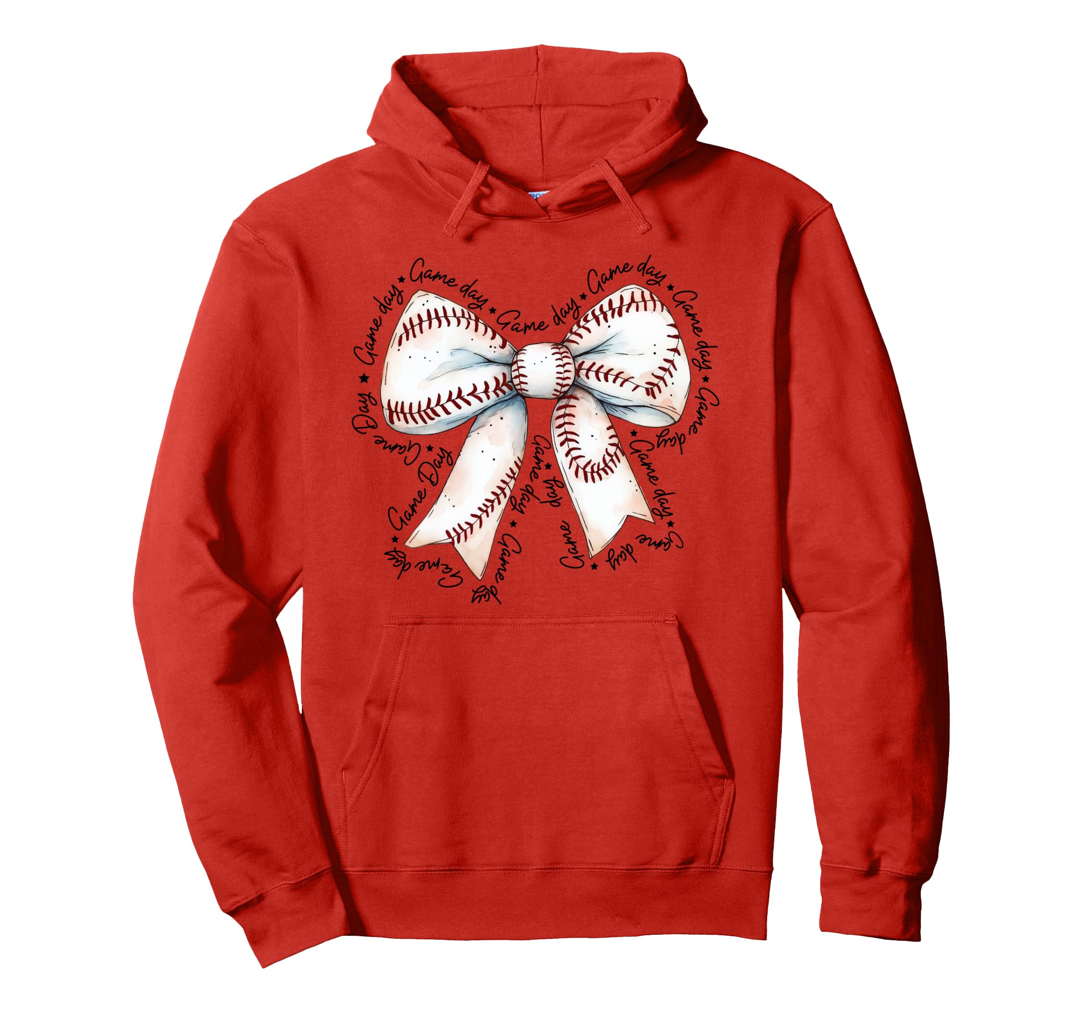Game Day Baseball Bow Coquette Baseball Hoodie - Trendy Graphic Men Women - T-Shirt, Sweatshirt, Hoodie