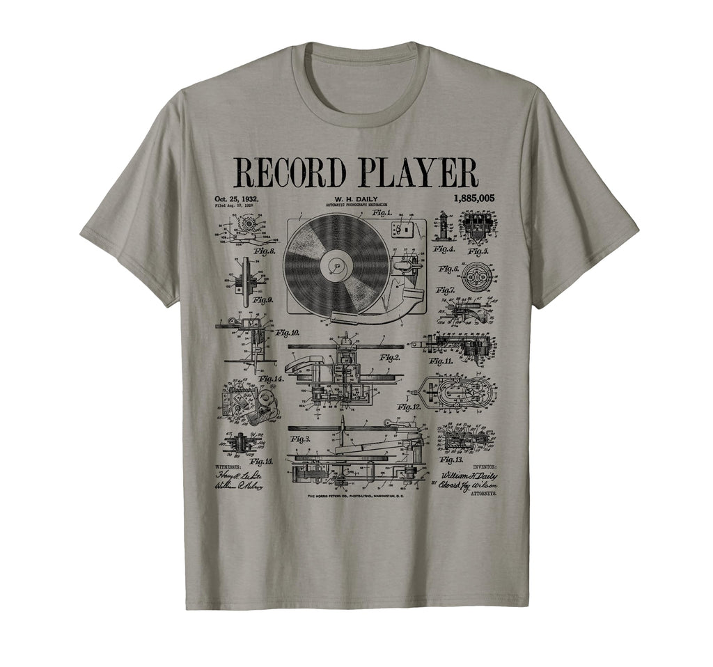 Vinyl Record Player Patent Dj T-Shirt - Custom Art Print Men Women - T-Shirt, Sweatshirt, Hoodie