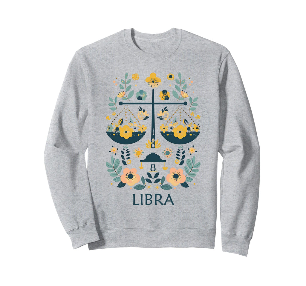 Libra Zodiac Sign Boho Floral Sweatshirt - Novelty Apparel for Adults - T-Shirt, Sweatshirt, Hoodie