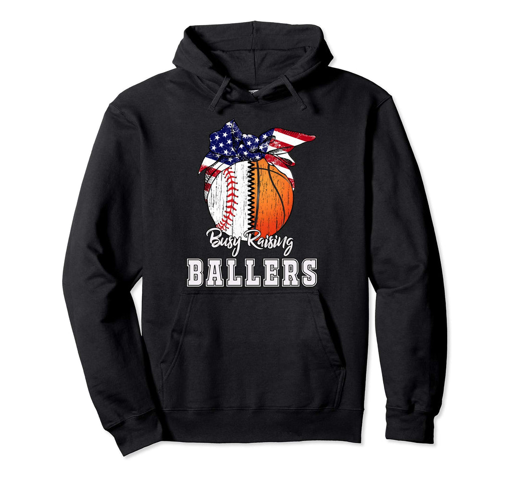 Busy Raising Ballers Baseball Basketball Hoodie - Aesthetic Graphic Unisex - T-Shirt, Sweatshirt, Hoodie