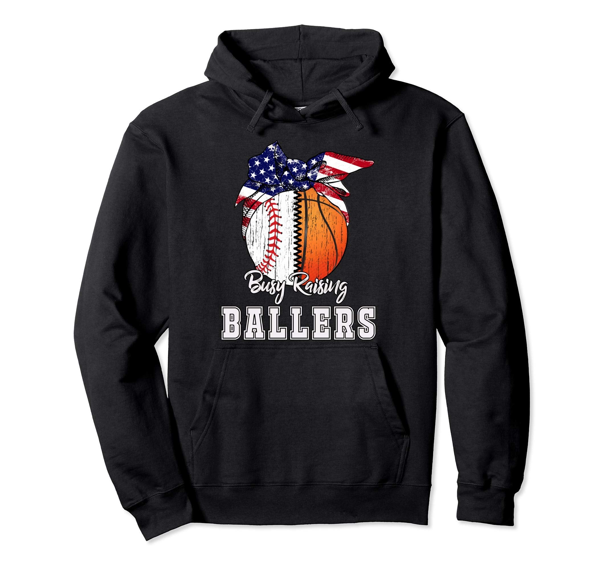 Busy Raising Ballers Baseball Basketball Hoodie - Aesthetic Graphic Unisex - T-Shirt, Sweatshirt, Hoodie
