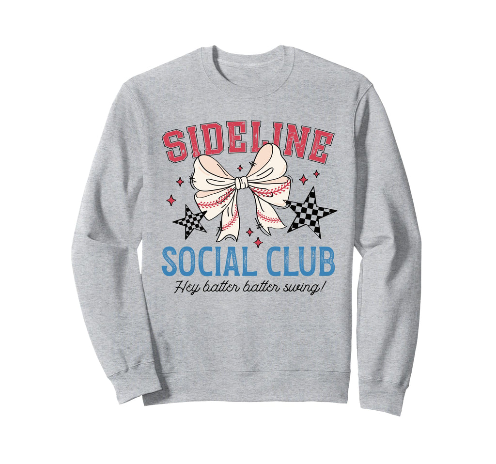 Sideline Social Club Bow Baseball Sweatshirt - Graphic Print for Adults - T-Shirt, Sweatshirt, Hoodie