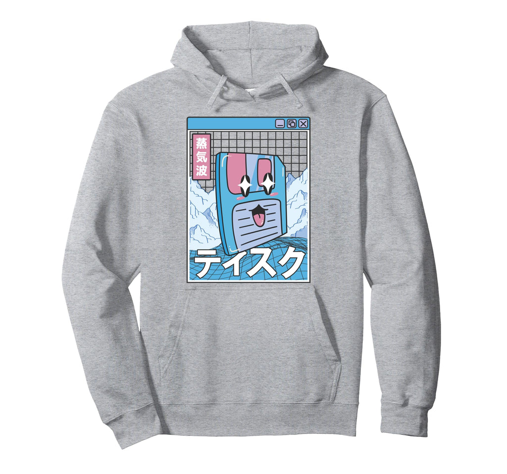 Happy Floppy Disk Digital Japan Otaku Hoodie - Aesthetic Graphic Men Women - T-Shirt, Sweatshirt, Hoodie