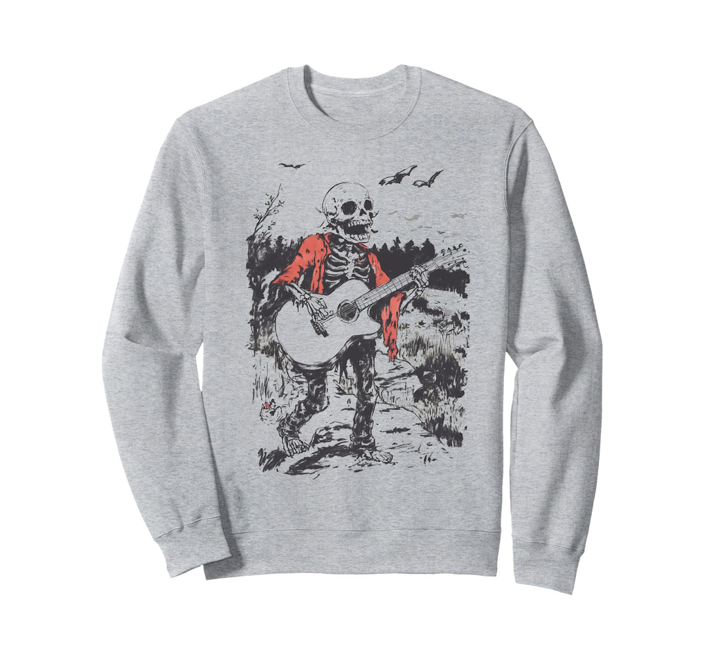 Dancing Skeleton Playing Guitar Sweatshirt - Fun Novelty Design Men Women - T-Shirt, Sweatshirt, Hoodie