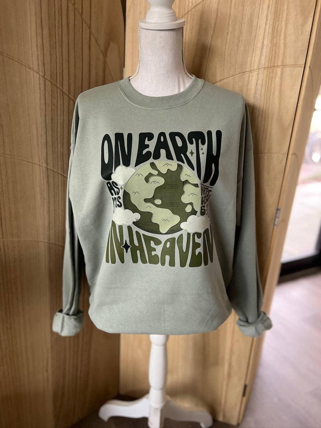On Earth As It Is in Heaven Stonewash Green - Adult & Kids T-Shirts, Sweatshirts & Hoodies apparel design preview 1