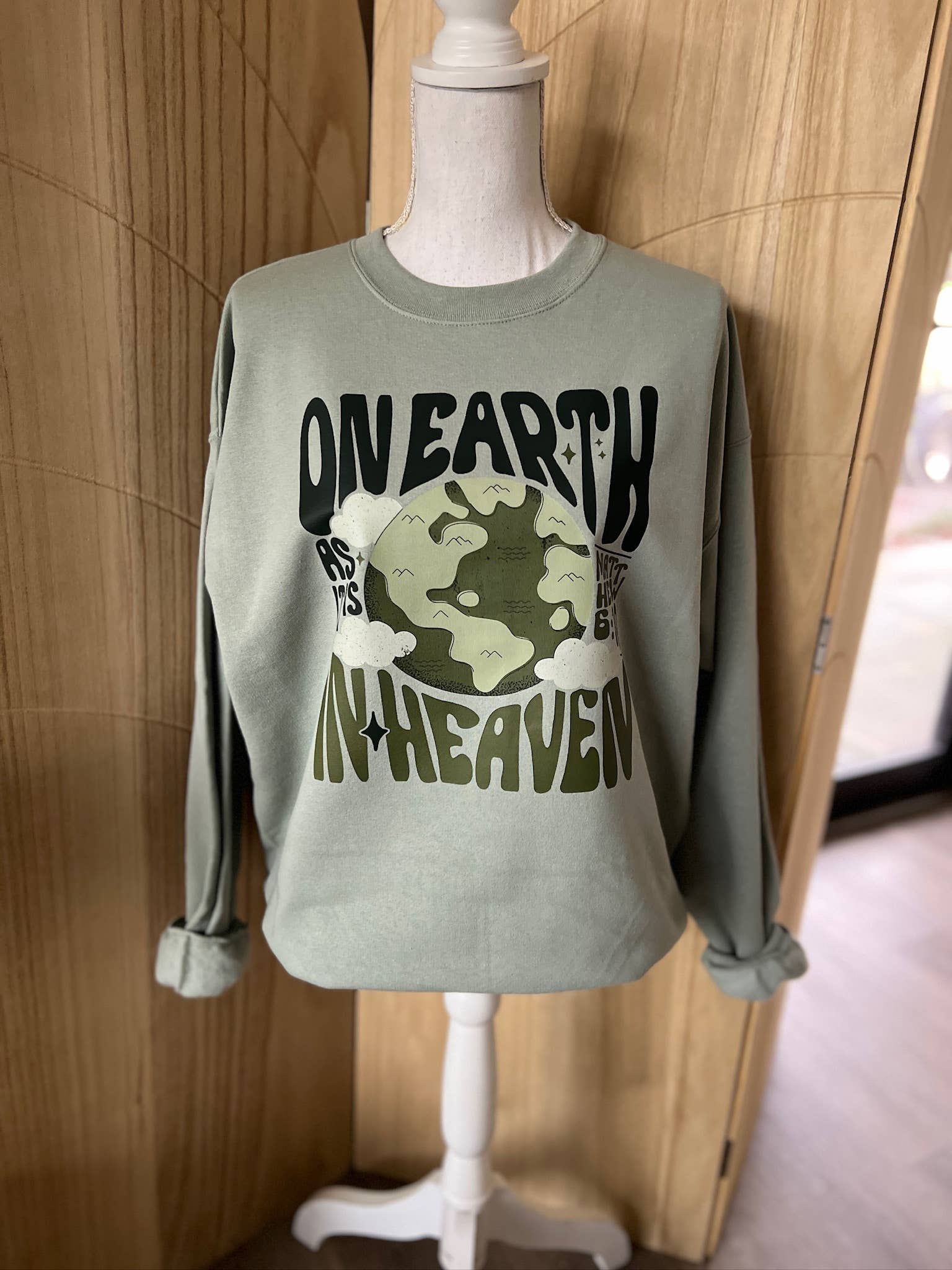 On Earth As It Is in Heaven Stonewash Green - Adult & Kids T-Shirts, Sweatshirts & Hoodies apparel design preview 1