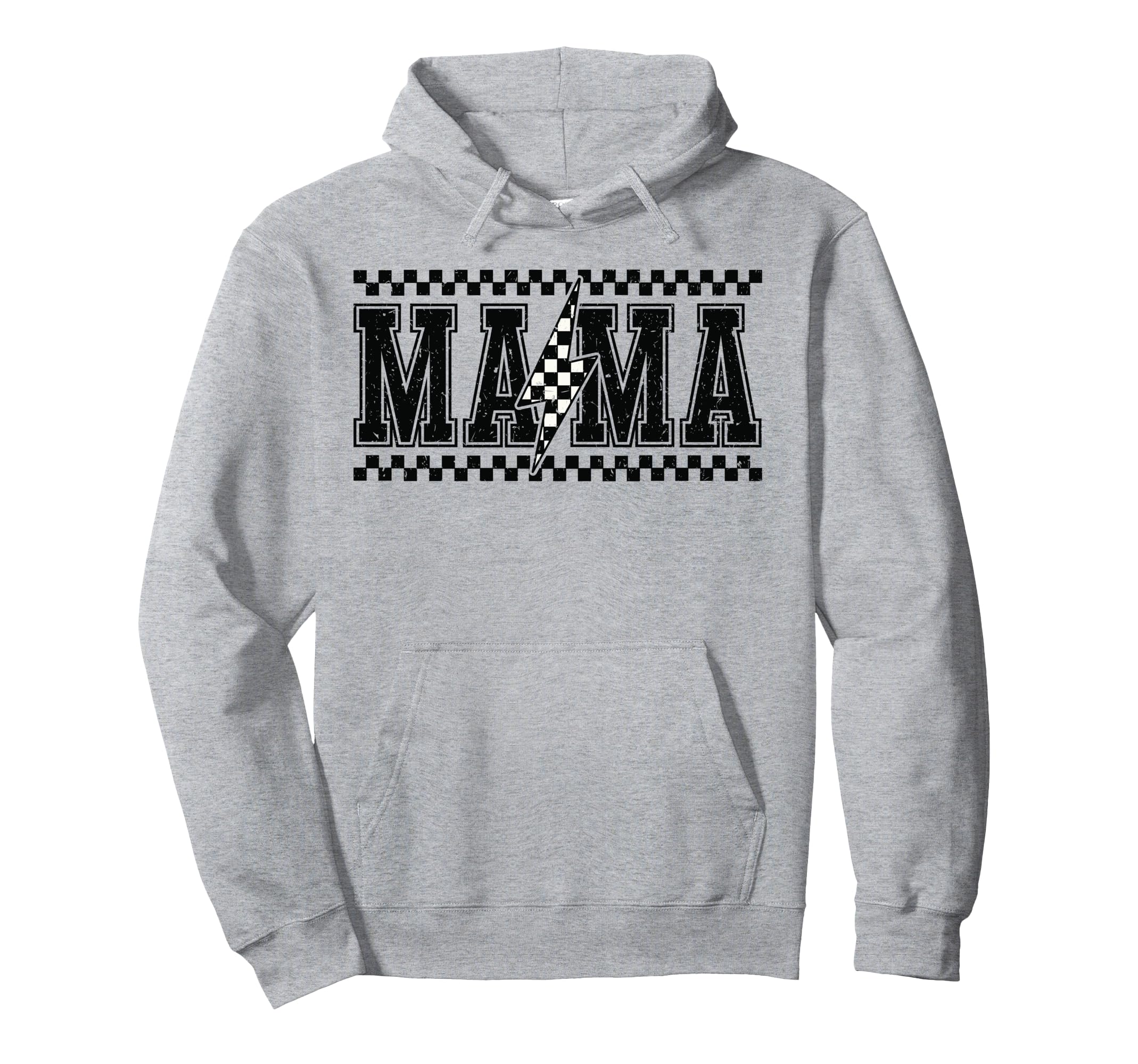 Mama Lightning Bolt Checkered Varsity Hoodie - Fun Novelty Design Unisex - T-Shirt, Sweatshirt, Hoodie
