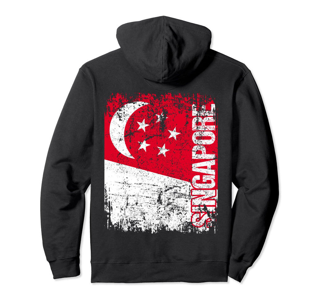 Singapore Flag Distressed Singapore Hoodie - Graphic Print for Adults - T-Shirt, Sweatshirt, Hoodie