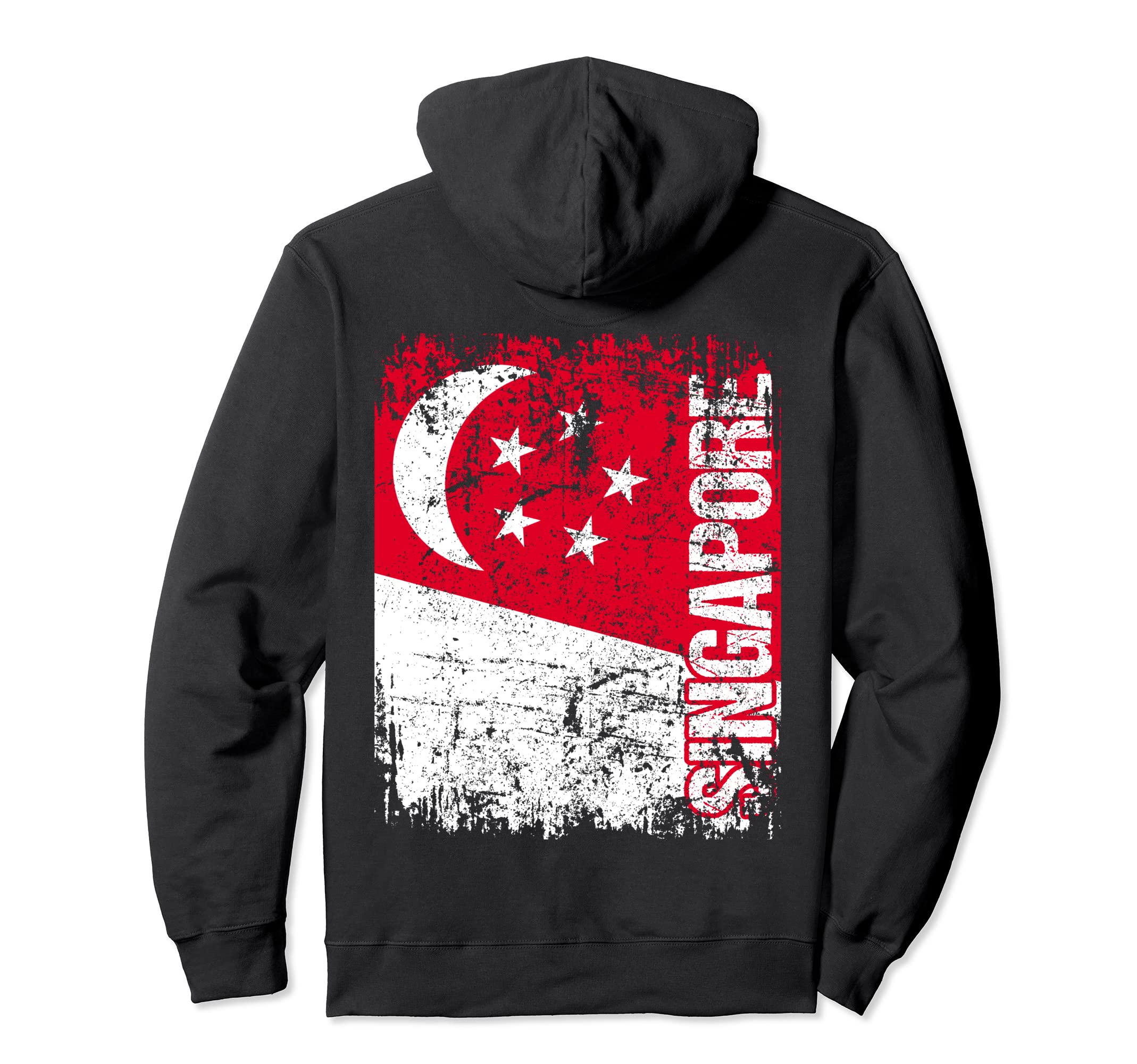 Singapore Flag Distressed Singapore Hoodie - Graphic Print for Adults - T-Shirt, Sweatshirt, Hoodie