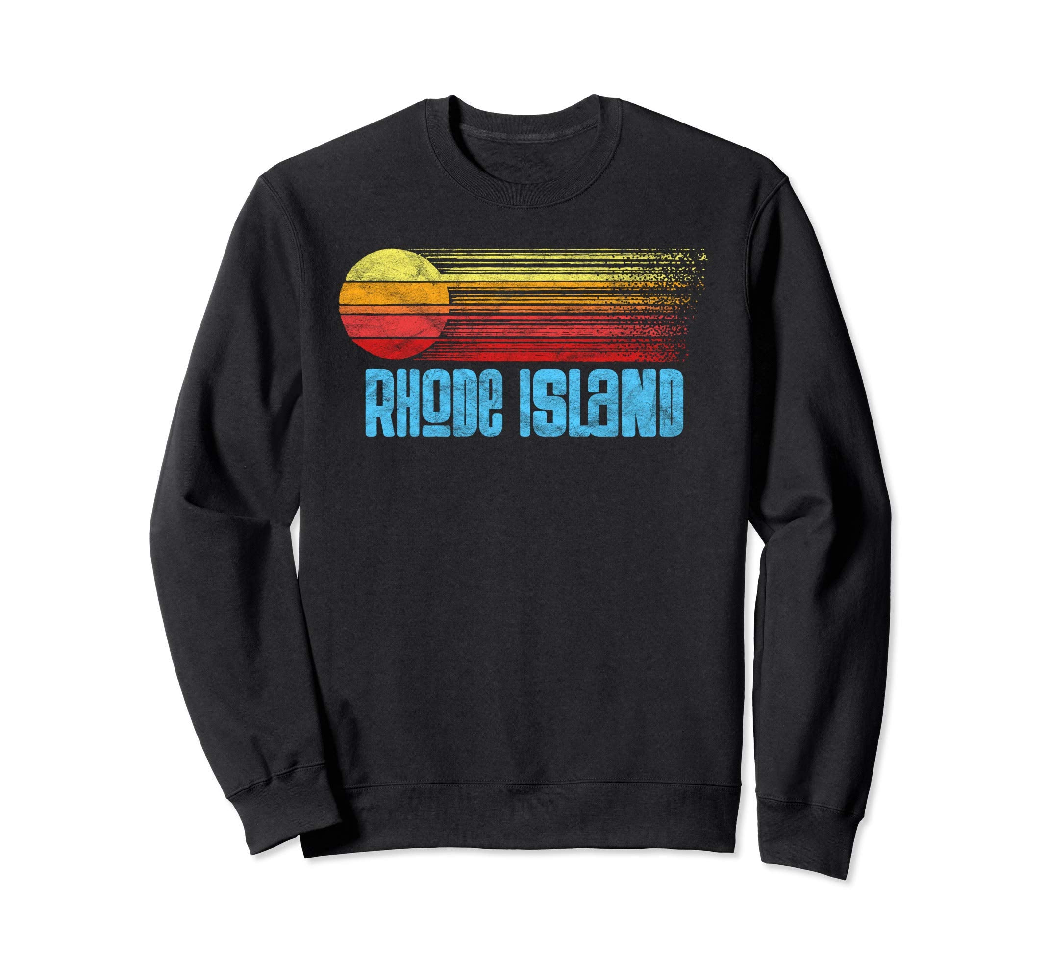 Rhode Island Distressed Sun Sweatshirt - Casual Everyday Wear Men Women - T-Shirt, Sweatshirt, Hoodie