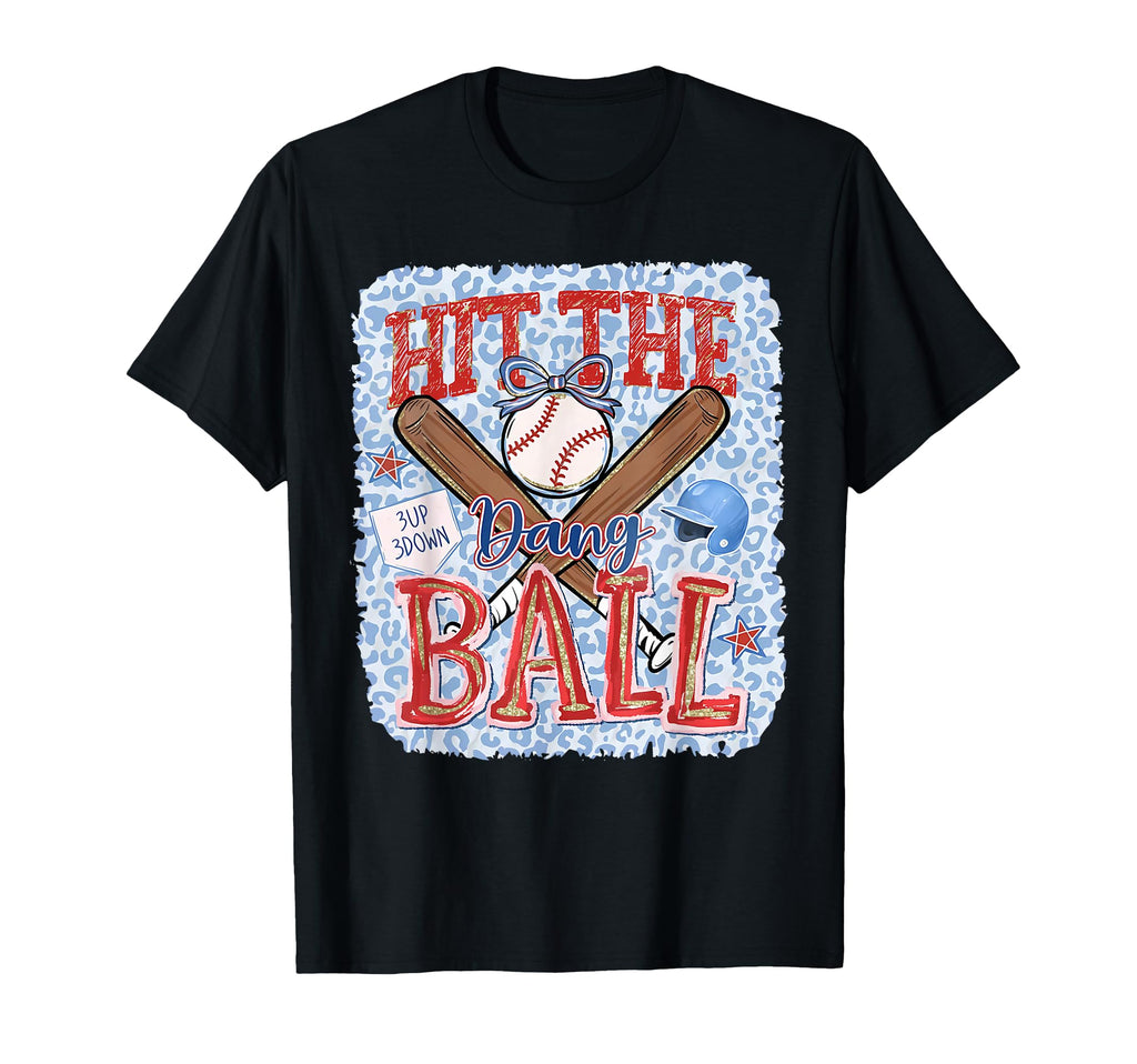 Swing Dang Ball Baseball Moms Leopard T-Shirt - Trendy Graphic for Adults - T-Shirt, Sweatshirt, Hoodie