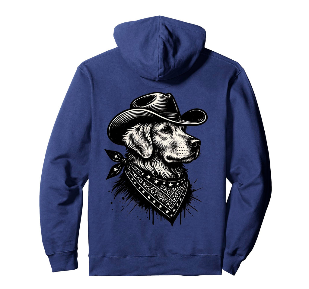 Funny Golden Retriever Cowboy Hoodie - Fun Novelty Design for Adults - T-Shirt, Sweatshirt, Hoodie