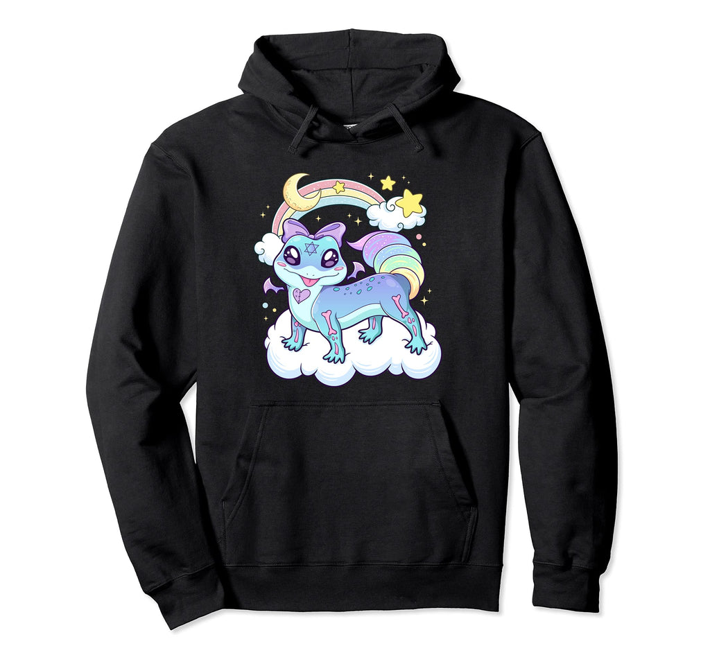 Kawaii Pastel Goth Creepy Rainbow Lizard Hoodie - Trendy Graphic for Adults - T-Shirt, Sweatshirt, Hoodie