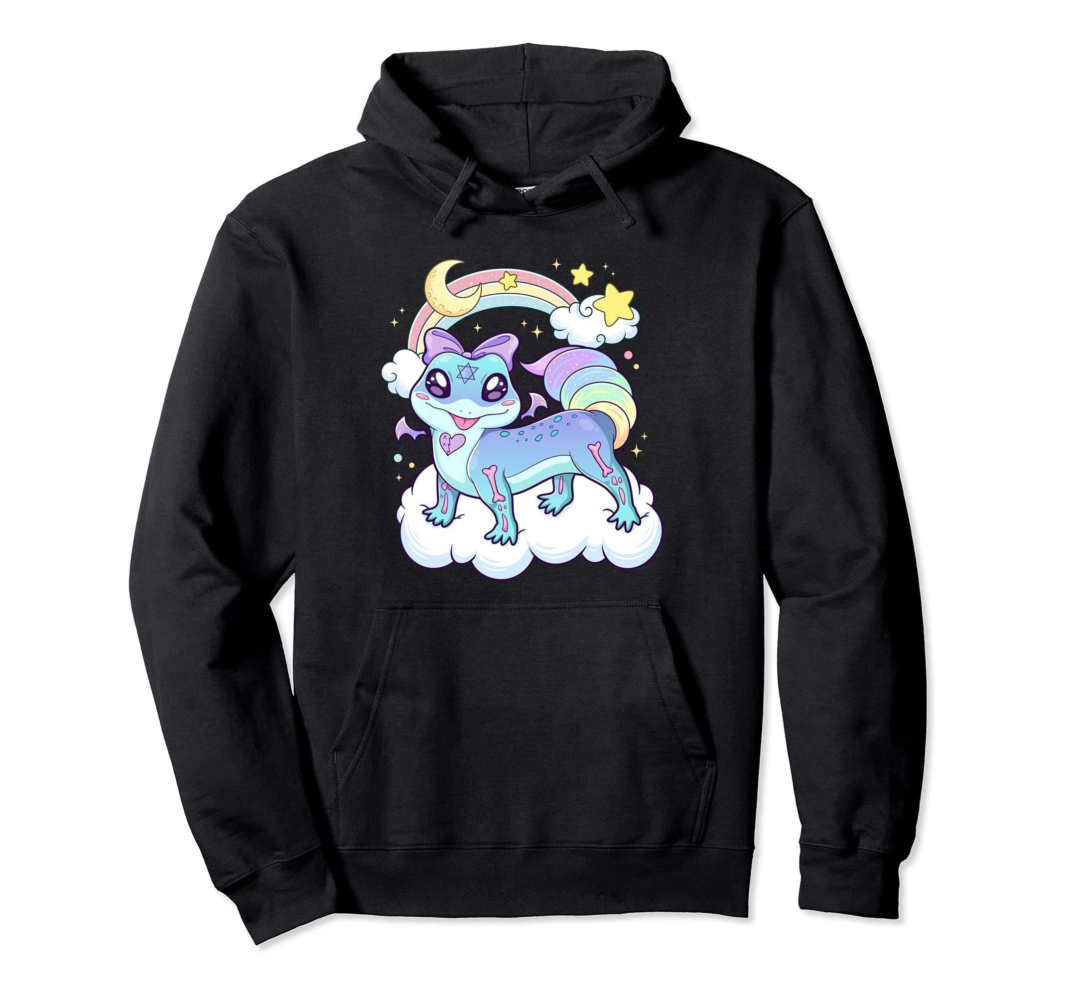 Kawaii Pastel Goth Creepy Rainbow Lizard Hoodie - Trendy Graphic for Adults - T-Shirt, Sweatshirt, Hoodie