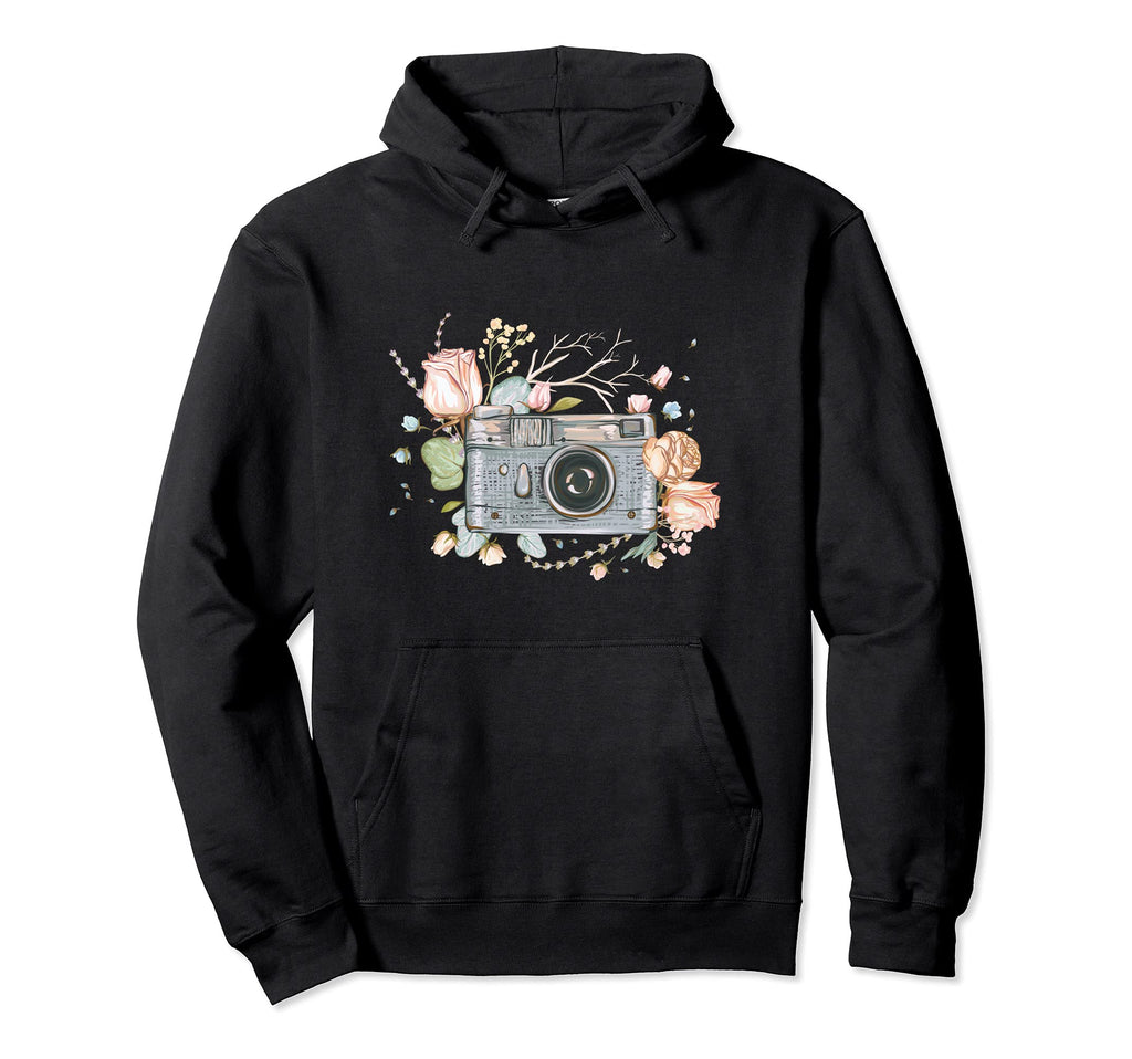 Camera Art Rose Petals Photographer Love Hoodie - Graphic Print Men Women - T-Shirt, Sweatshirt, Hoodie