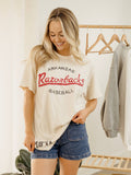 Arkansas Razorbacks Baseball Stencil Off White - Adult & Kids T-Shirts, Sweatshirts & Hoodies apparel design preview 1