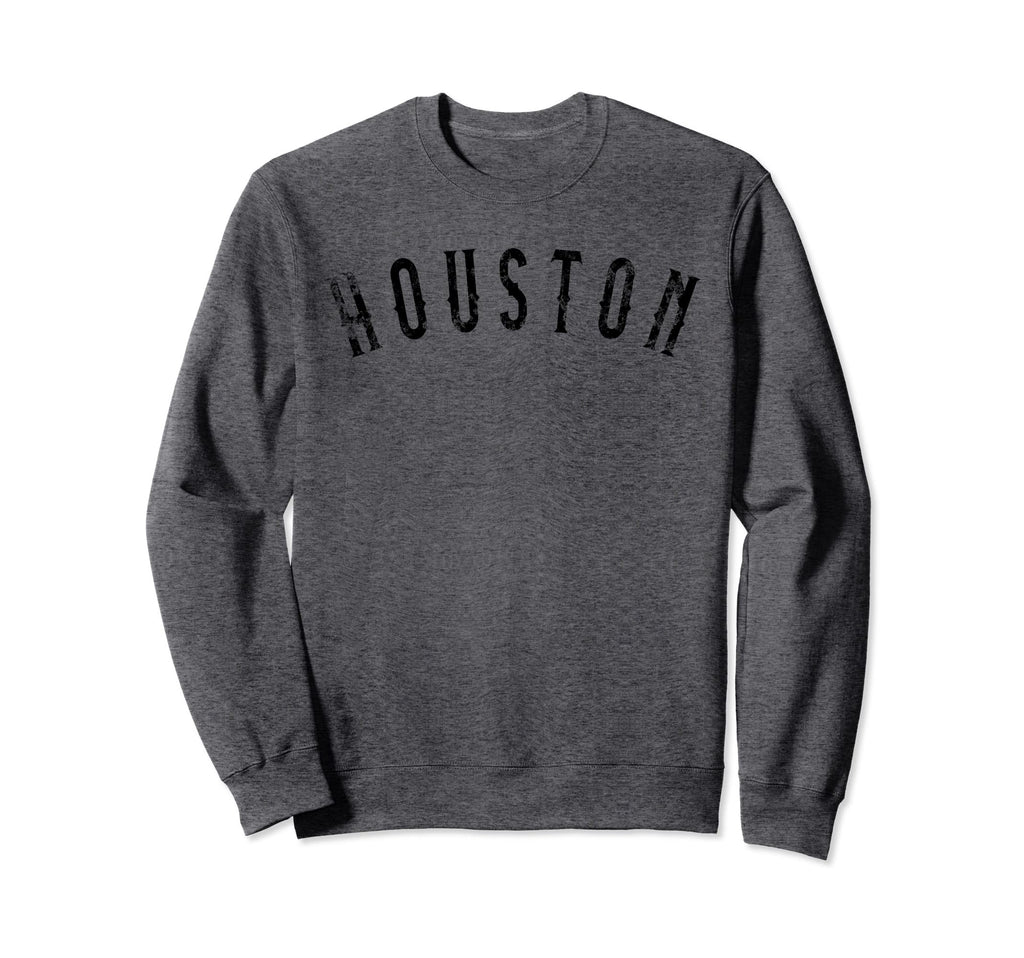 Houston Distressed Black Script Tx Sweatshirt - Novelty Apparel for Adults - T-Shirt, Sweatshirt, Hoodie