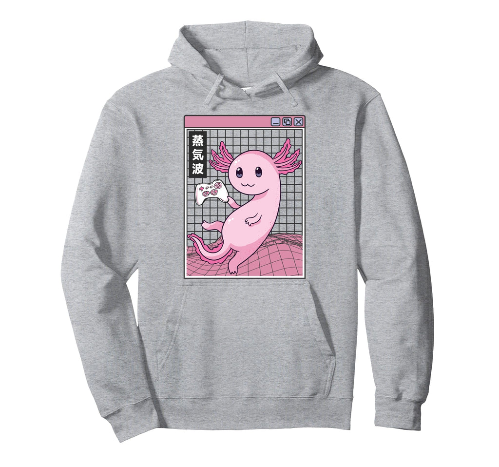 Gaming Axolotl Digital Japan 80S Otaku Hoodie - Aesthetic Graphic Unisex - T-Shirt, Sweatshirt, Hoodie