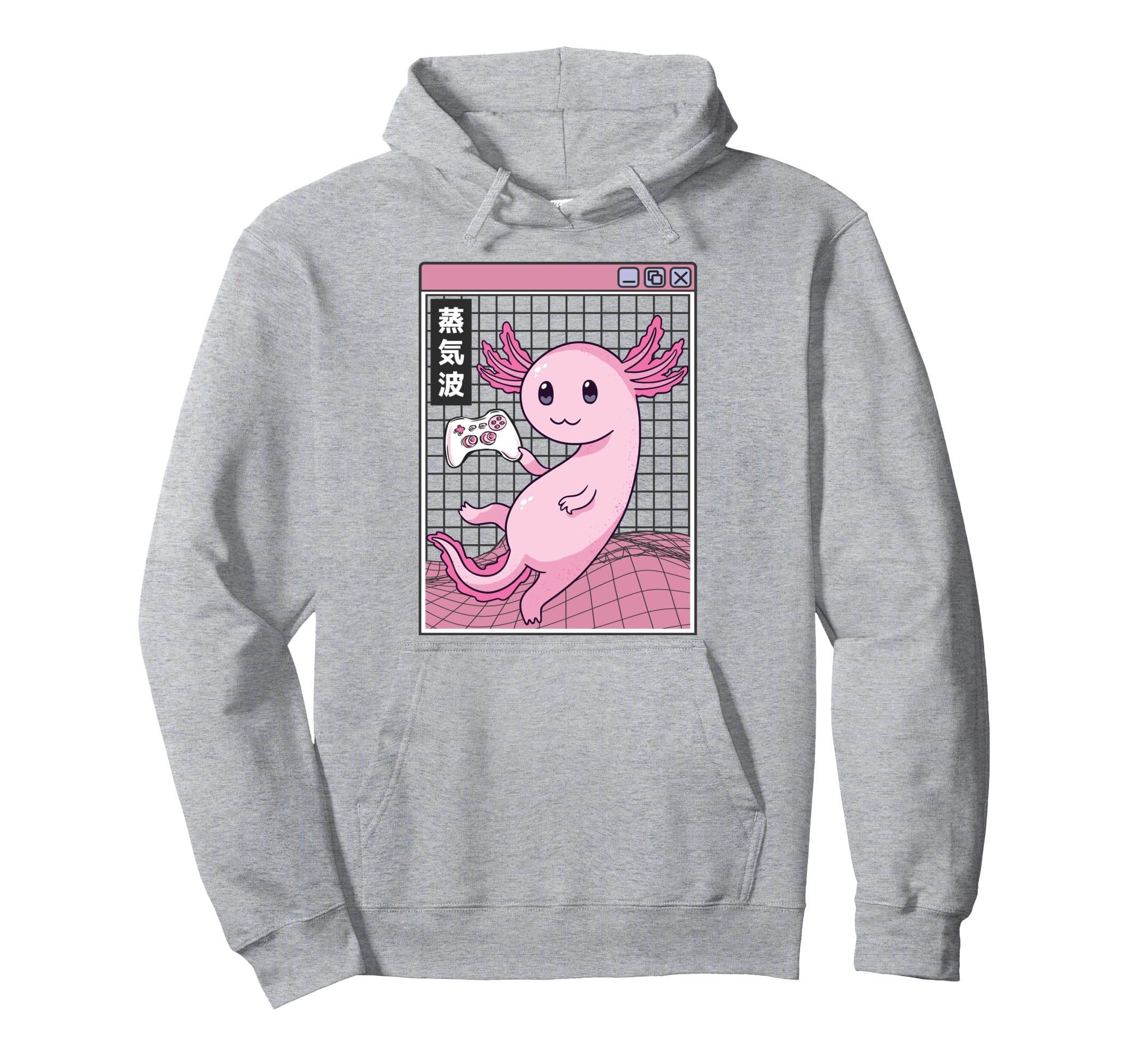 Gaming Axolotl Digital Japan 80S Otaku Hoodie - Aesthetic Graphic Unisex - T-Shirt, Sweatshirt, Hoodie
